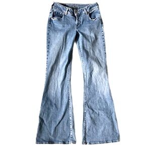 Silver Low Rise Flare Jeans